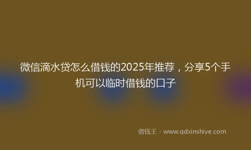 微信滴水贷怎么借钱的2025年推荐，分享5个手机可以临时借钱的口子