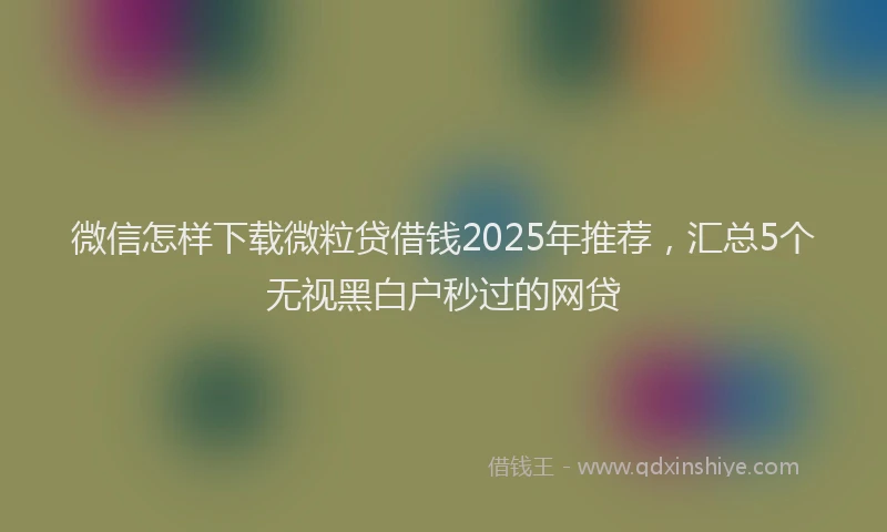 微信怎样下载微粒贷借钱2025年推荐，汇总5个无视黑白户秒过的网贷
