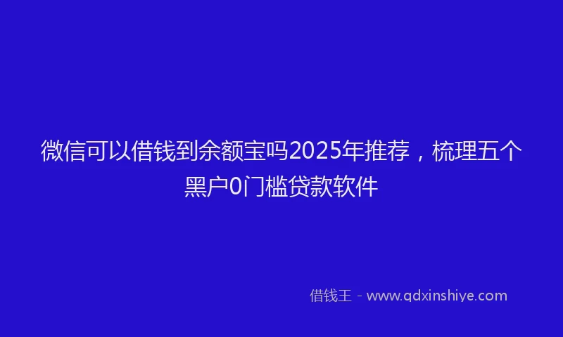 微信可以借钱到余额宝吗2025年推荐，梳理五个黑户0门槛贷款软件
