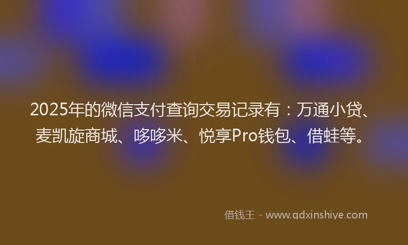 2025年的微信支付查询交易记录有：万通小贷、麦凯旋商城、哆哆米、悦享Pro钱包、借蛙等。