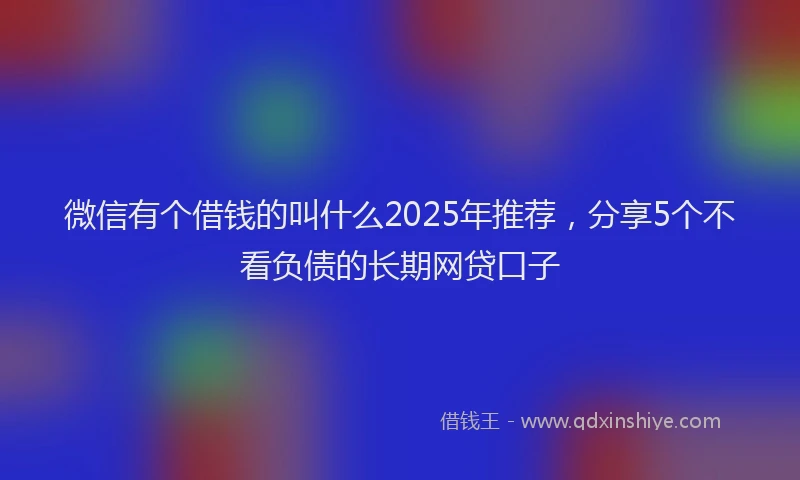 微信有个借钱的叫什么2025年推荐，分享5个不看负债的长期网贷口子