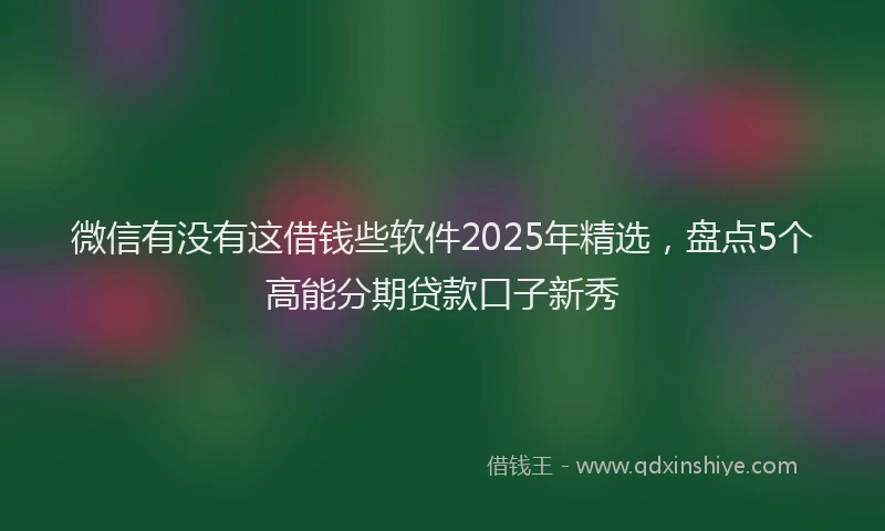 微信有没有这借钱些软件2025年精选，盘点5个高能分期贷款口子新秀