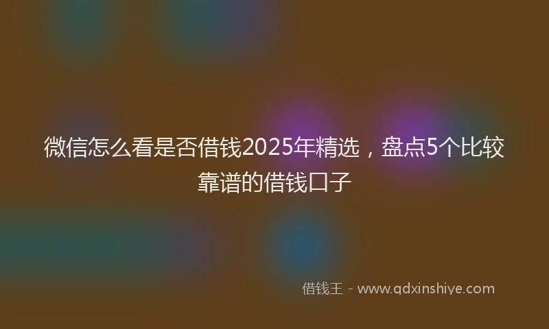 微信怎么看是否借钱2025年精选，盘点5个比较靠谱的借钱口子