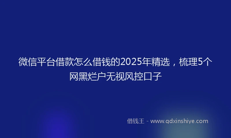 微信平台借款怎么借钱的2025年精选，梳理5个网黑烂户无视风控口子