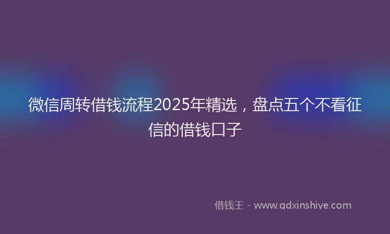 微信周转借钱流程2025年精选，盘点五个不看征信的借钱口子