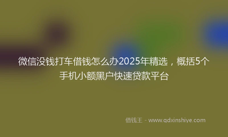 微信没钱打车借钱怎么办2025年精选，概括5个手机小额黑户快速贷款平台
