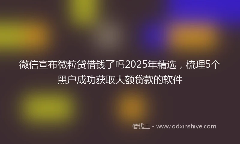 微信宣布微粒贷借钱了吗2025年精选，梳理5个黑户成功获取大额贷款的软件