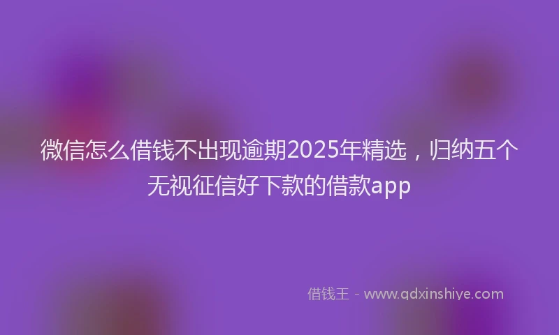微信怎么借钱不出现逾期2025年精选，归纳五个无视征信好下款的借款app