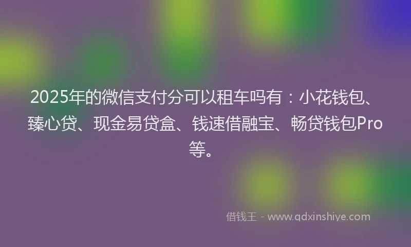 2025年的微信支付分可以租车吗有：小花钱包、臻心贷、现金易贷盒、钱速借融宝、畅贷钱包Pro等。