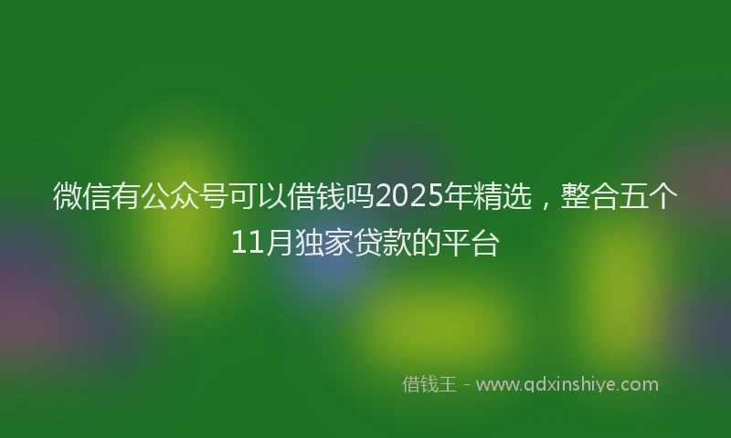 微信有公众号可以借钱吗2025年精选，整合五个11月独家贷款的平台