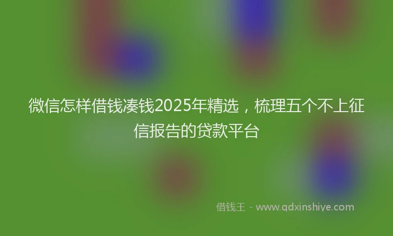 微信怎样借钱凑钱2025年精选，梳理五个不上征信报告的贷款平台