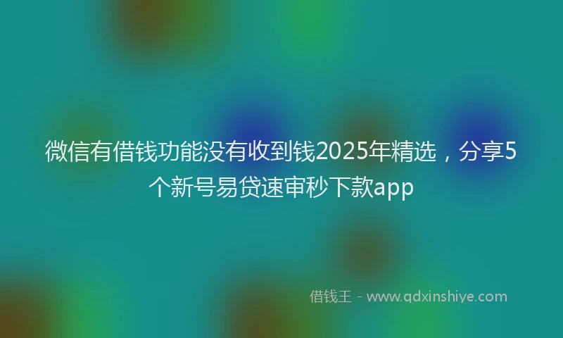 微信有借钱功能没有收到钱2025年精选，分享5个新号易贷速审秒下款app