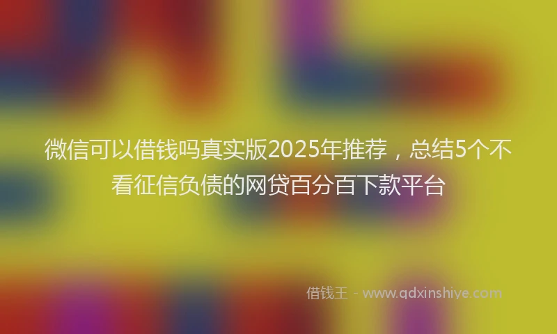 微信可以借钱吗真实版2025年推荐，总结5个不看征信负债的网贷百分百下款平台