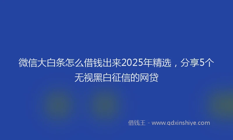 微信大白条怎么借钱出来2025年精选，分享5个无视黑白征信的网贷