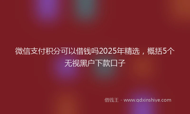 微信支付积分可以借钱吗2025年精选，概括5个无视黑户下款口子