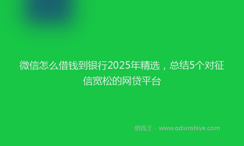 微信怎么借钱到银行2025年精选，总结5个对征信宽松的网贷平台
