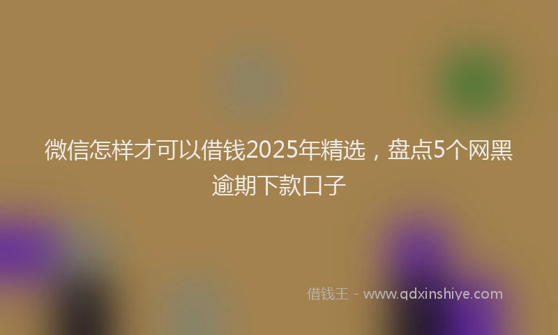微信怎样才可以借钱2025年精选，盘点5个网黑逾期下款口子