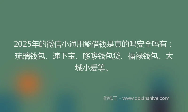 2025年的微信小通用能借钱是真的吗安全吗有：琉璃钱包、速下宝、哆哆钱包贷、福禄钱包、大城小爱等。