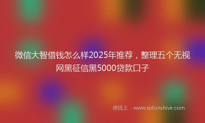 微信大智借钱怎么样2025年推荐，整理五个无视网黑征信黑5000贷款口子