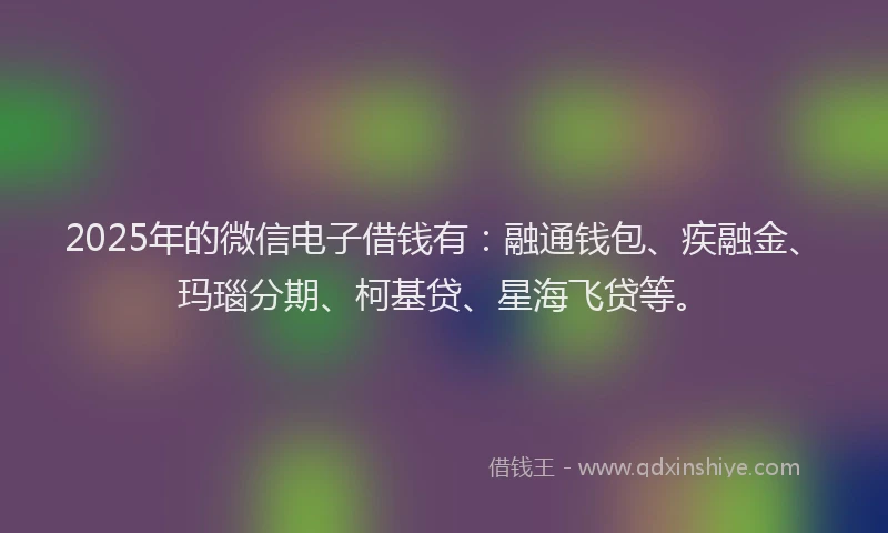 2025年的微信电子借钱有：融通钱包、疾融金、玛瑙分期、柯基贷、星海飞贷等。
