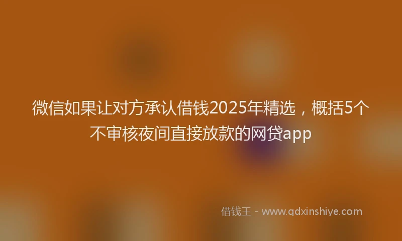 微信如果让对方承认借钱2025年精选，概括5个不审核夜间直接放款的网贷app