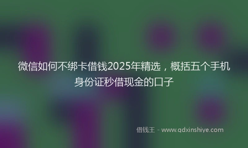 微信如何不绑卡借钱2025年精选，概括五个手机身份证秒借现金的口子