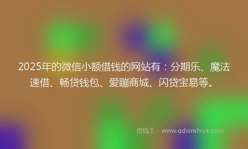 2025年的微信小额借钱的网站有：分期乐、魔法速借、畅贷钱包、爱蹦商城、闪贷宝易等。