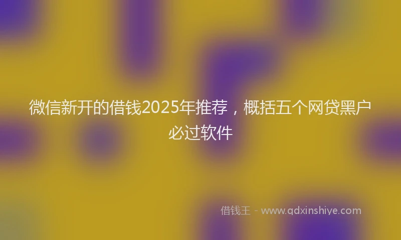微信新开的借钱2025年推荐，概括五个网贷黑户必过软件