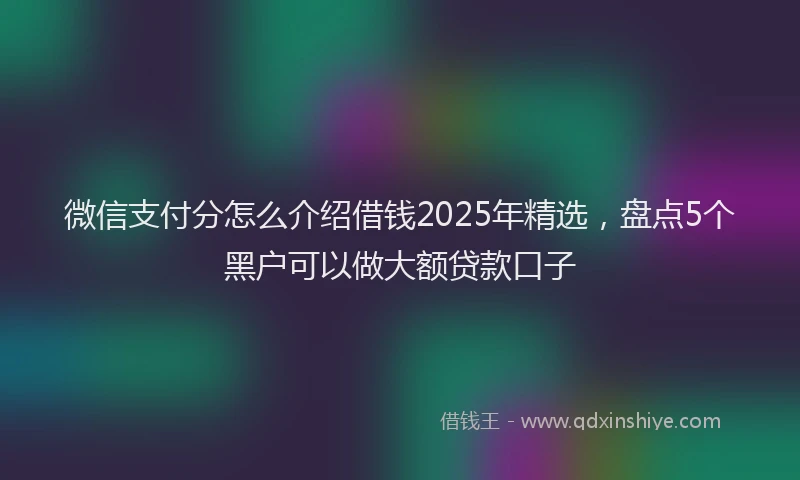 微信支付分怎么介绍借钱2025年精选，盘点5个黑户可以做大额贷款口子