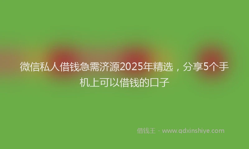 微信私人借钱急需济源2025年精选，分享5个手机上可以借钱的口子