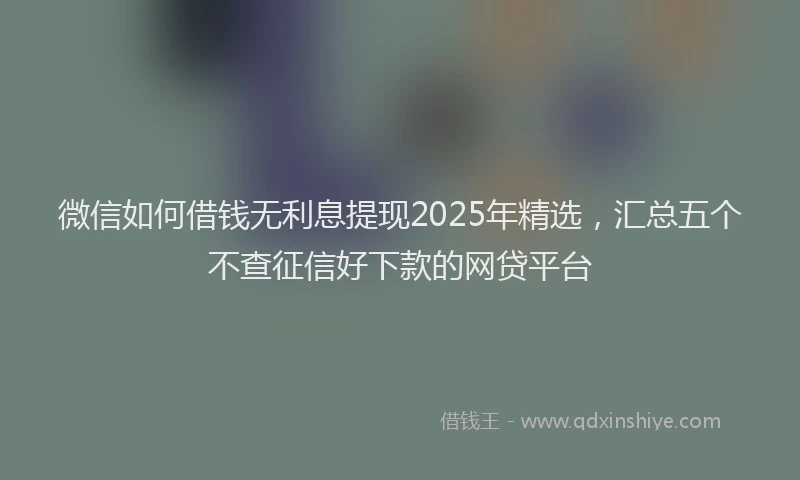 微信如何借钱无利息提现2025年精选，汇总五个不查征信好下款的网贷平台