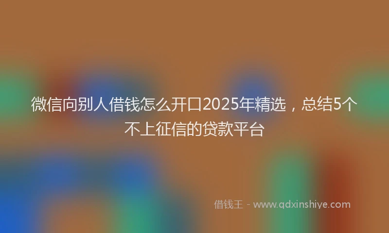 微信向别人借钱怎么开口2025年精选，总结5个不上征信的贷款平台
