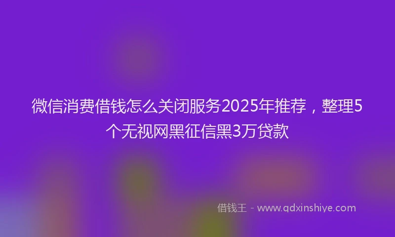 微信消费借钱怎么关闭服务2025年推荐，整理5个无视网黑征信黑3万贷款