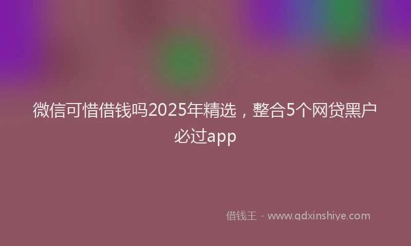 微信可惜借钱吗2025年精选，整合5个网贷黑户必过app