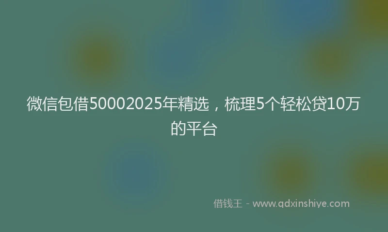 微信包借50002025年精选，梳理5个轻松贷10万的平台
