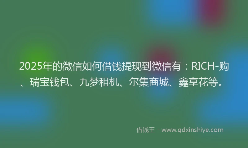 2025年的微信如何借钱提现到微信有：RICH-购、瑞宝钱包、九梦租机、尔集商城、鑫享花等。