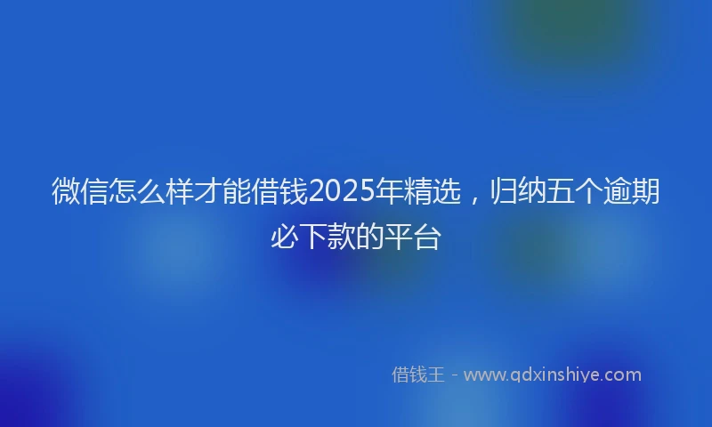 微信怎么样才能借钱2025年精选，归纳五个逾期必下款的平台