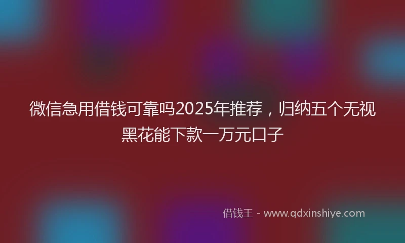 微信急用借钱可靠吗2025年推荐，归纳五个无视黑花能下款一万元口子