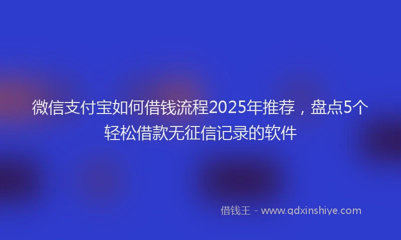微信支付宝如何借钱流程2025年推荐，盘点5个轻松借款无征信记录的软件