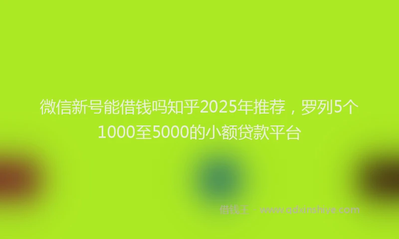 微信新号能借钱吗知乎2025年推荐，罗列5个1000至5000的小额贷款平台