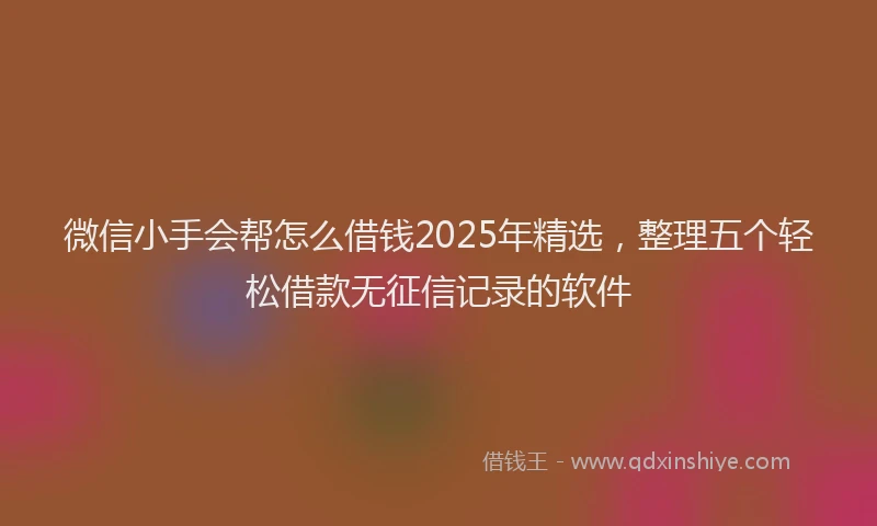 微信小手会帮怎么借钱2025年精选，整理五个轻松借款无征信记录的软件