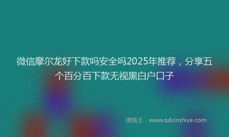 微信摩尔龙好下款吗安全吗2025年推荐，分享五个百分百下款无视黑白户口子