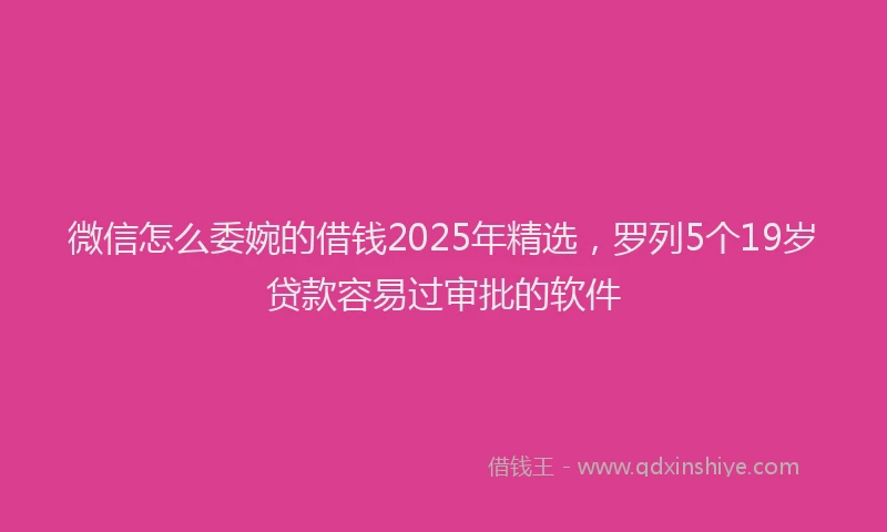 微信怎么委婉的借钱2025年精选，罗列5个19岁贷款容易过审批的软件