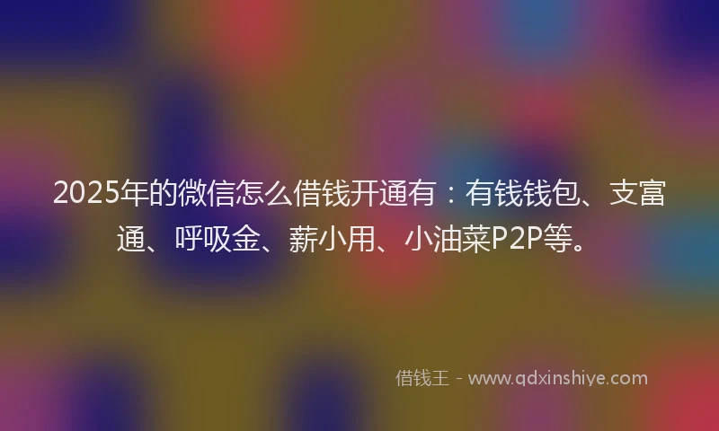 2025年的微信怎么借钱开通有：有钱钱包、支富通、呼吸金、薪小用、小油菜P2P等。
