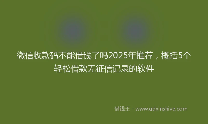 微信收款码不能借钱了吗2025年推荐，概括5个轻松借款无征信记录的软件