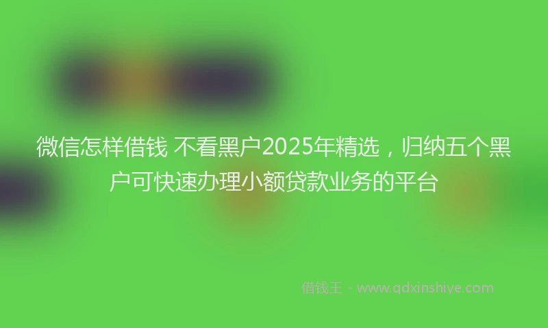微信怎样借钱 不看黑户2025年精选，归纳五个黑户可快速办理小额贷款业务的平台