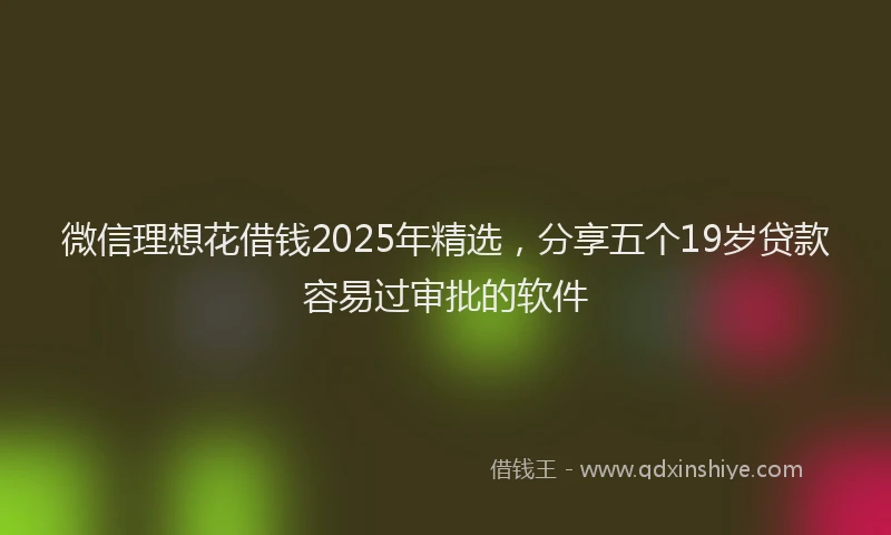 微信理想花借钱2025年精选，分享五个19岁贷款容易过审批的软件