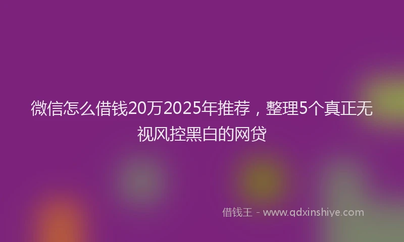 微信怎么借钱20万2025年推荐，整理5个真正无视风控黑白的网贷