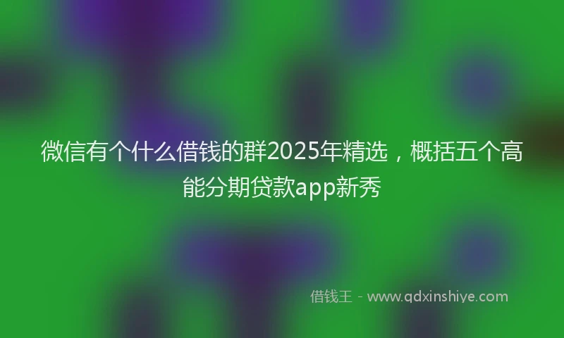 微信有个什么借钱的群2025年精选，概括五个高能分期贷款app新秀
