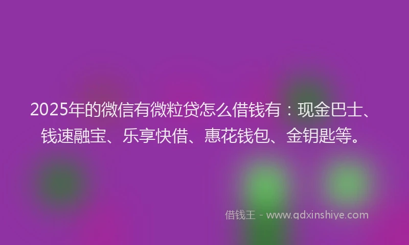 2025年的微信有微粒贷怎么借钱有：现金巴士、钱速融宝、乐享快借、惠花钱包、金钥匙等。